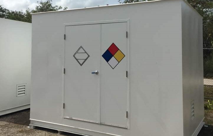 Double door hazmat chemical storage building from Polystar Containment